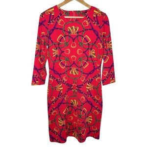 J Mclaughlin Sophia Catalina Cloth Equestrian Stirrup Dress Size Medium Red